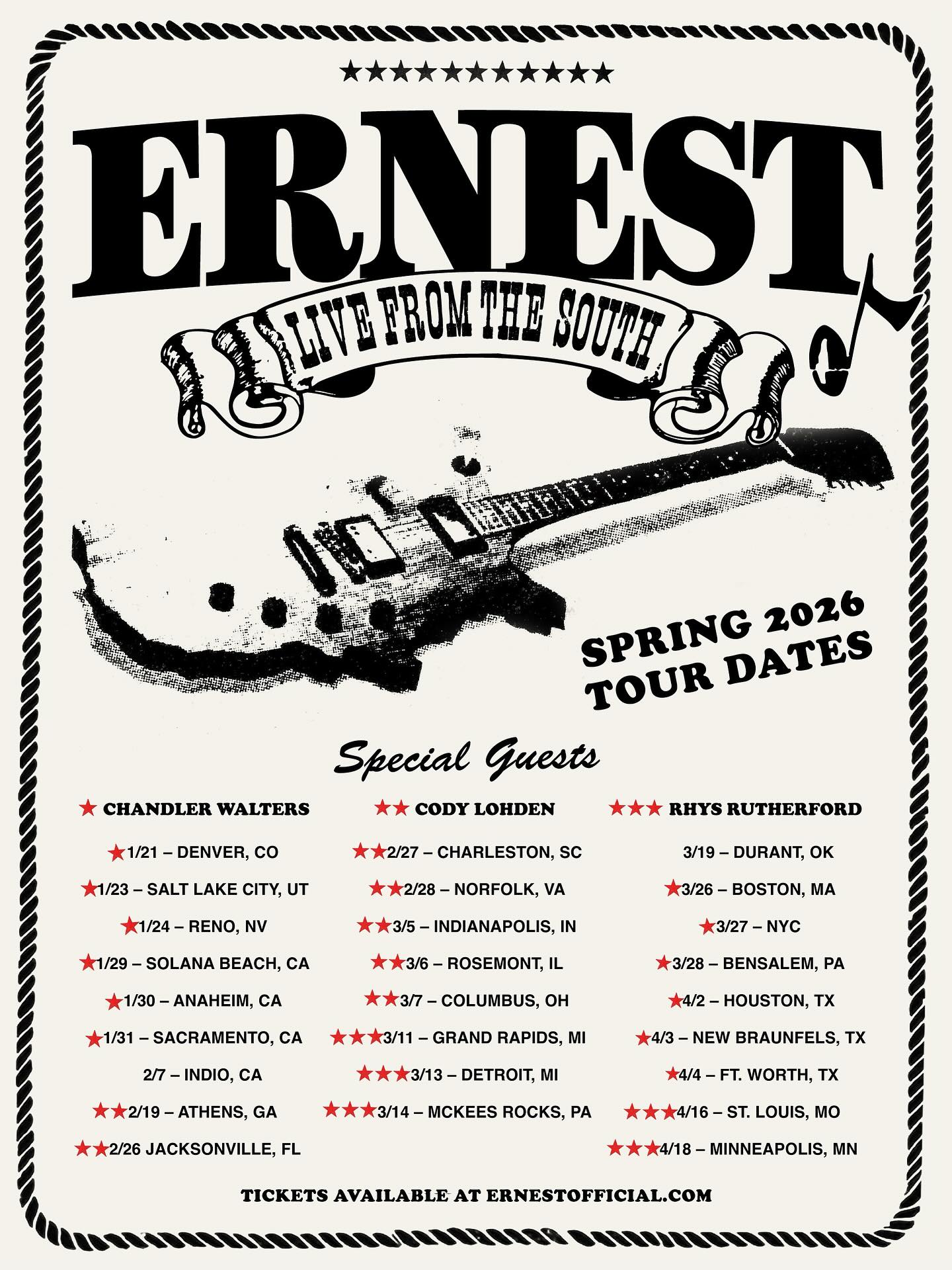 Chandler Walters LIVE FROM THE SOUTH TOUR & Later Tonight Tour Tour Poster 2026